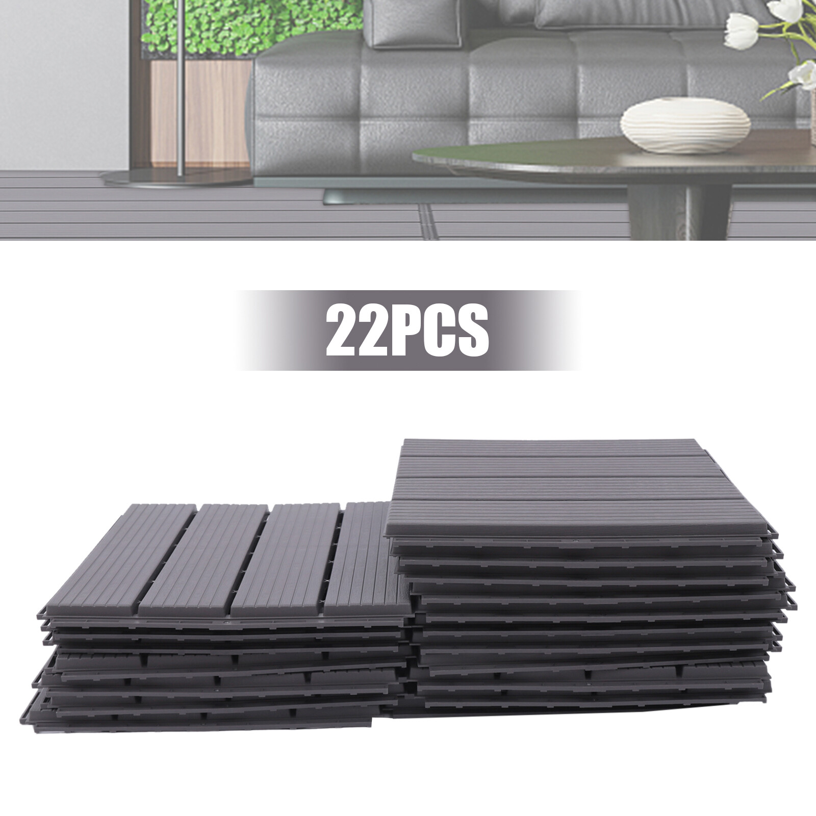 22 Pack Plastic Interlocking Deck Tiles Patio Deck Tiles 12″X12″ Waterproof PP