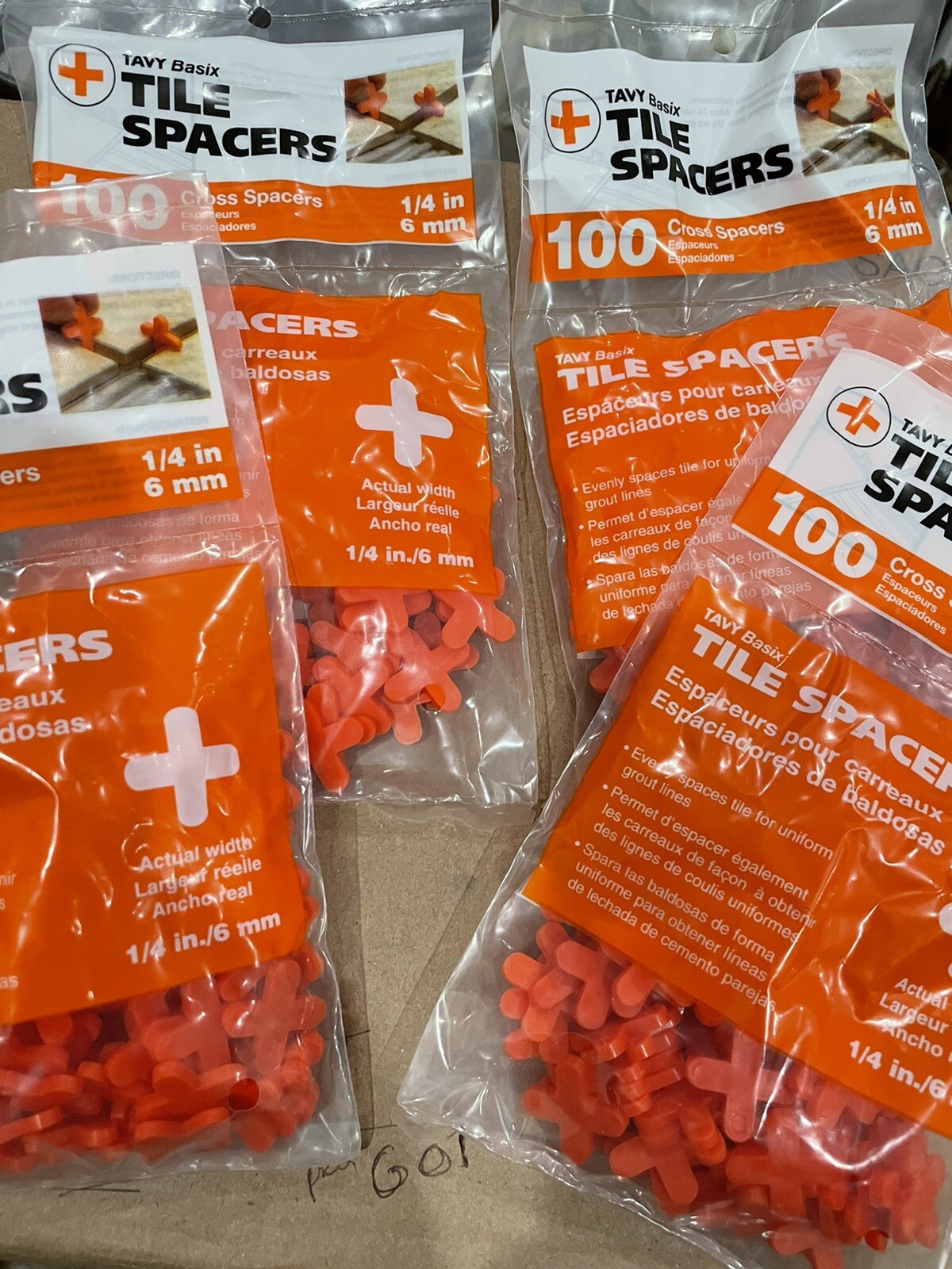 4X 100PC Tavy Basix Cross Tile Spacers 1/4in 6mm Pack Brand New