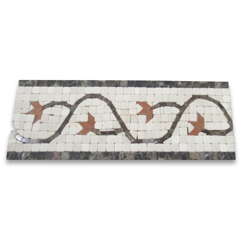 B4682T Marble Mosaic Border Accent Listello Tile Edera Sienna 4×11 Tumbled