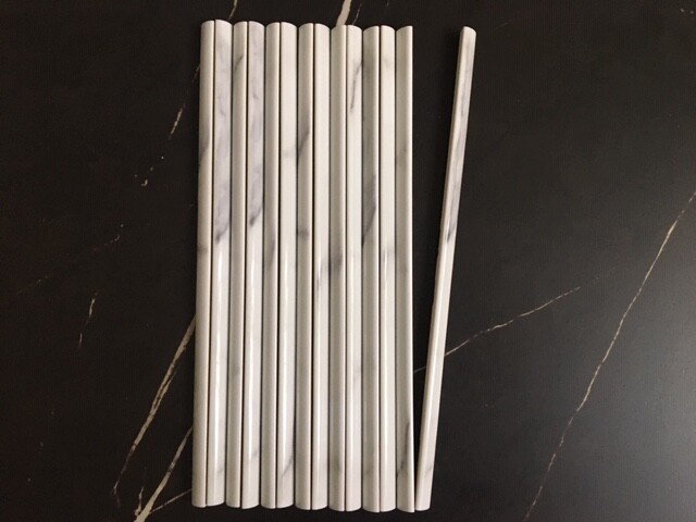 Themar Statuario V Pencil Bullnose 1/2×12 Porcelain Trim Made n Italy Jolly 14pc