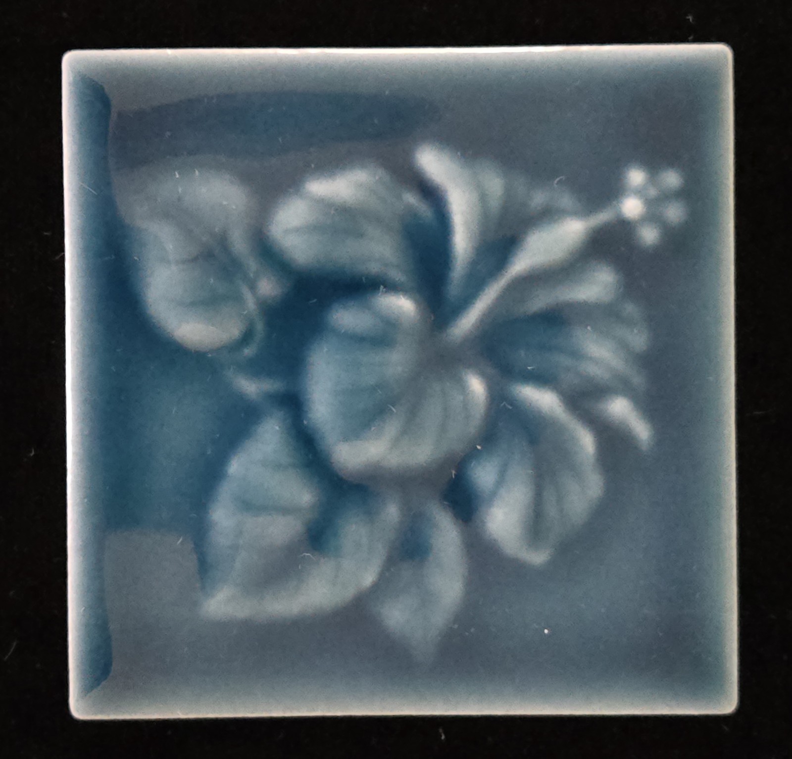 VTG Lot Raised Relief Tiles Floral Design Japan 3×3