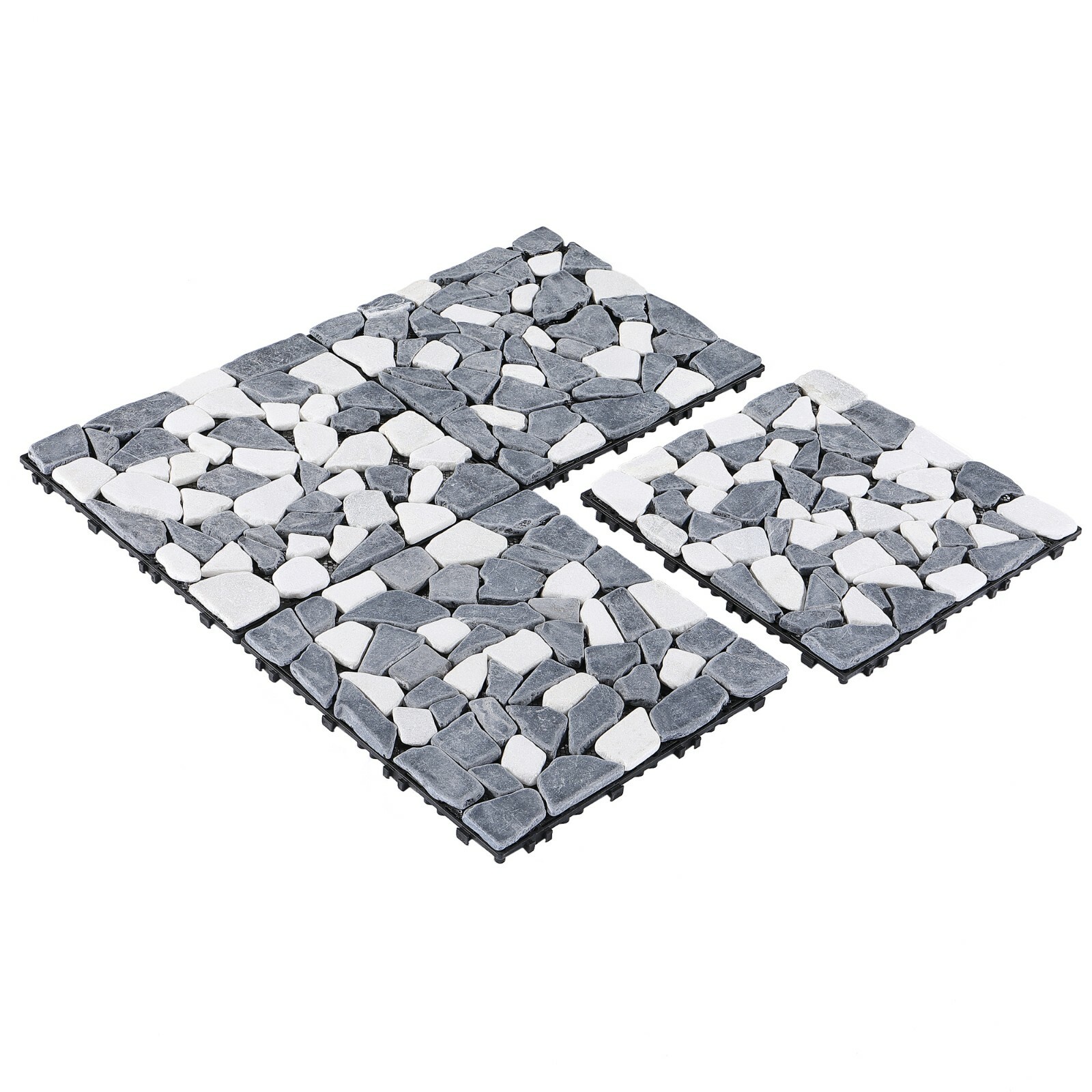 PURE ERA Pebble Interlocking Floor Deck Tiles Indoor Outdoor Use 12″x12″