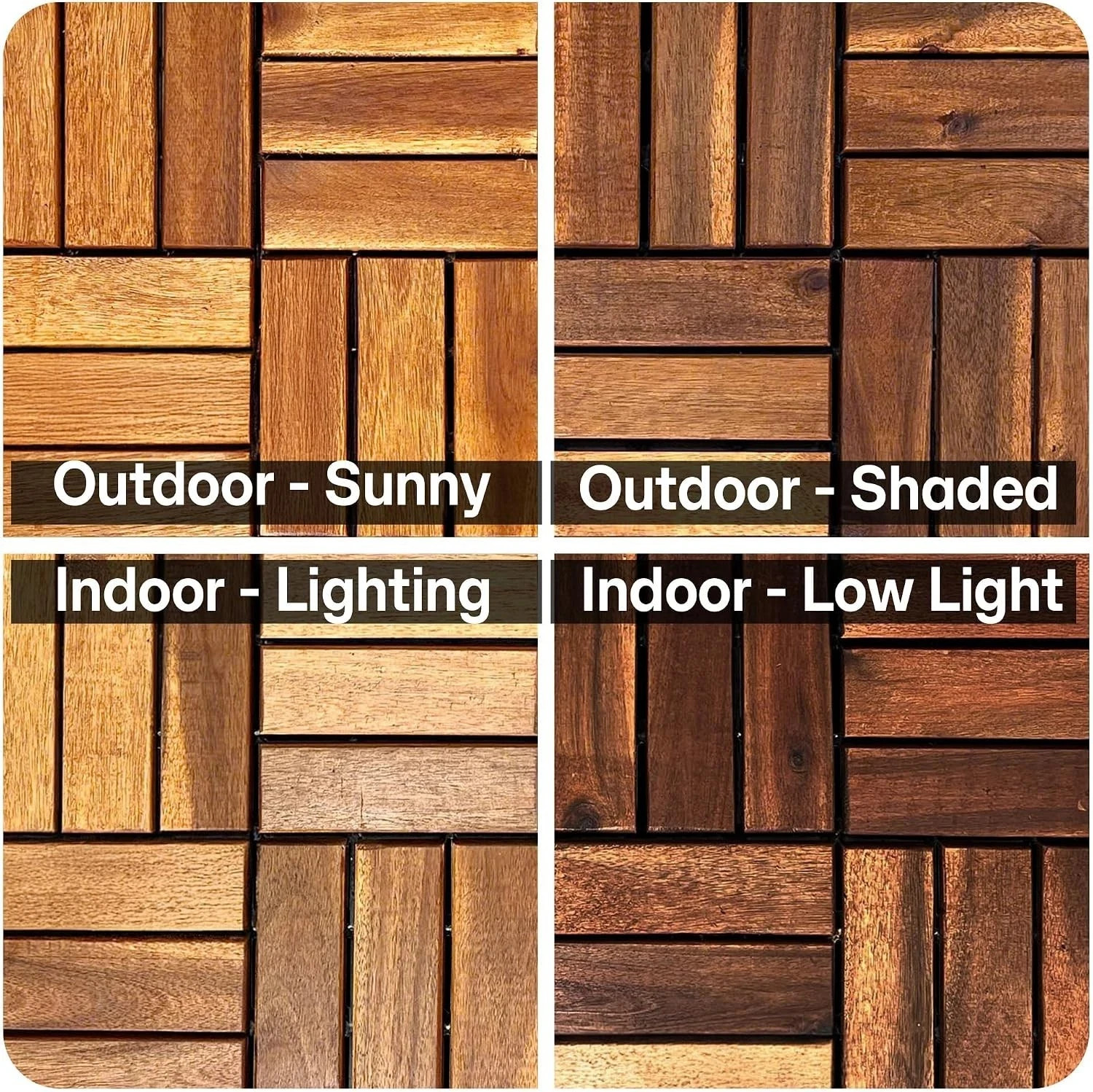 Wood Deck Interlocking Tiles 12″X12″ Indoor Outdoor Flooring for Balco