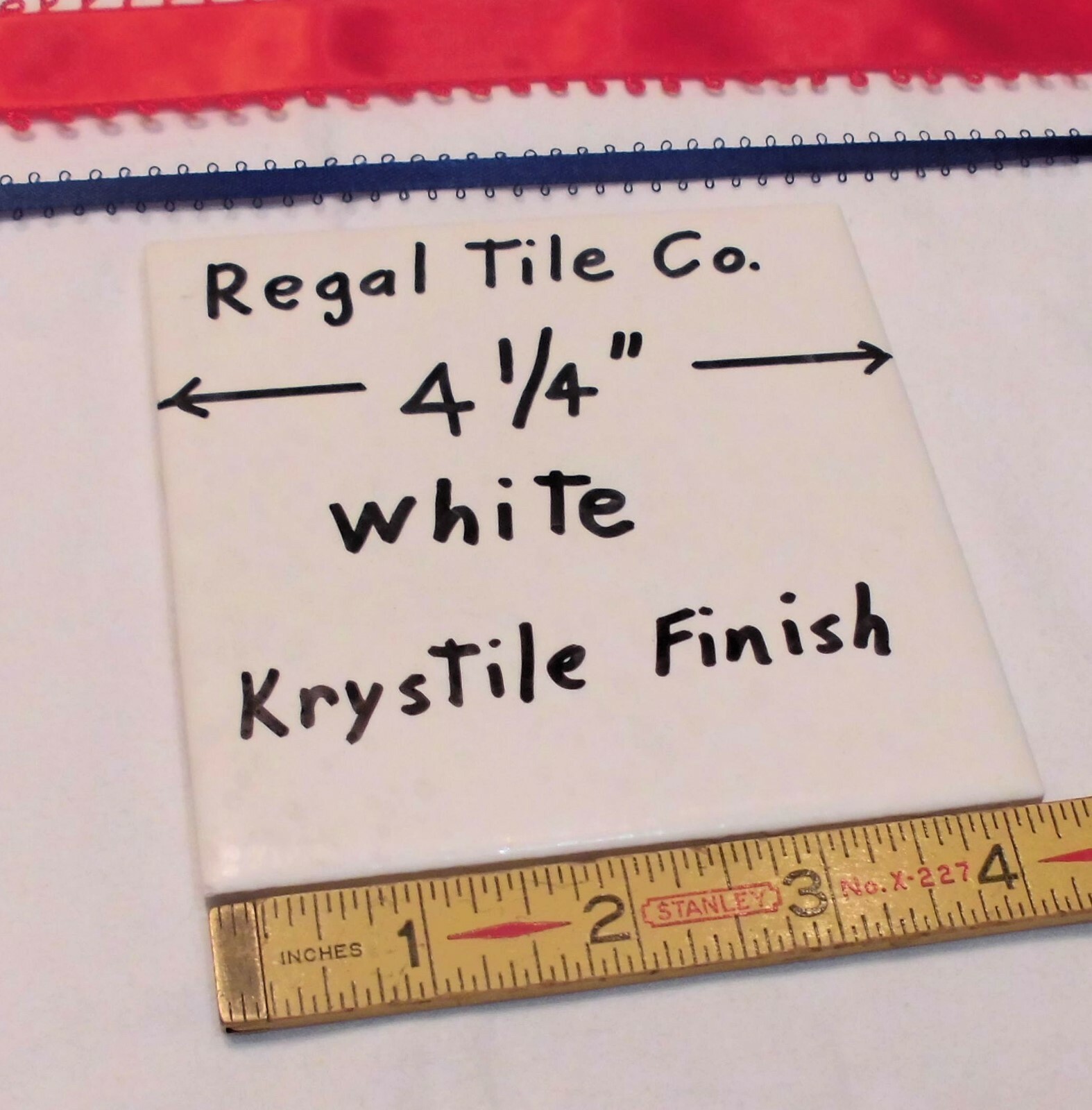 1 pc. Ceramic Tile *White* Krystile Glazed 4-1/4″ by Regal Co. Crystalline NEW
