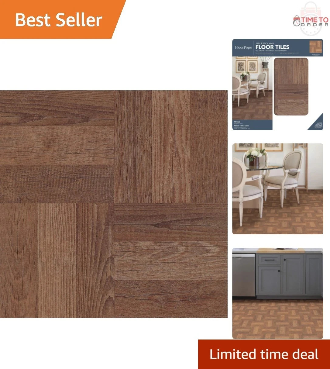 Brown Wood Look Peel & Stick Floor Tiles 12×12 Waterproof Easy Install