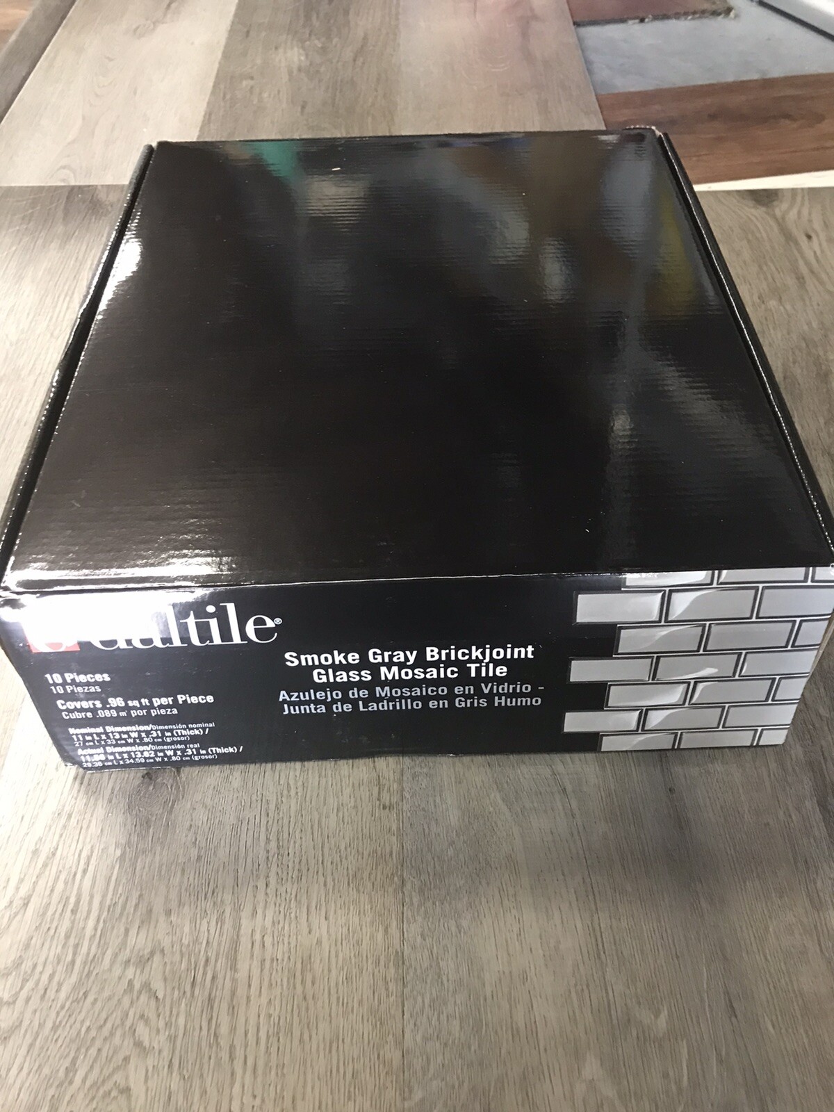 (10-Pk) Premier Accents Brick Joint Glass Mosaic Wall Tile Gray 11″ x 13″ x 8mm