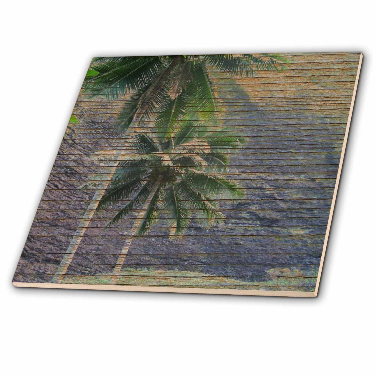 3dRose ct_28039_2 Wood Tropical Hawaii Palm Trees-Ceramic Tile, 6-Inch