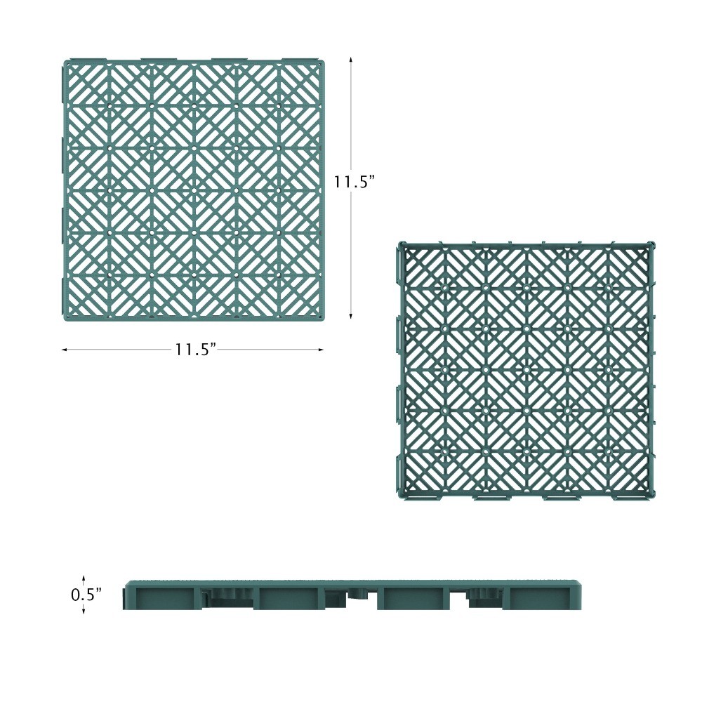 Set of 6 Deck Tiles for Patios, Decks, and Balconies (Green)