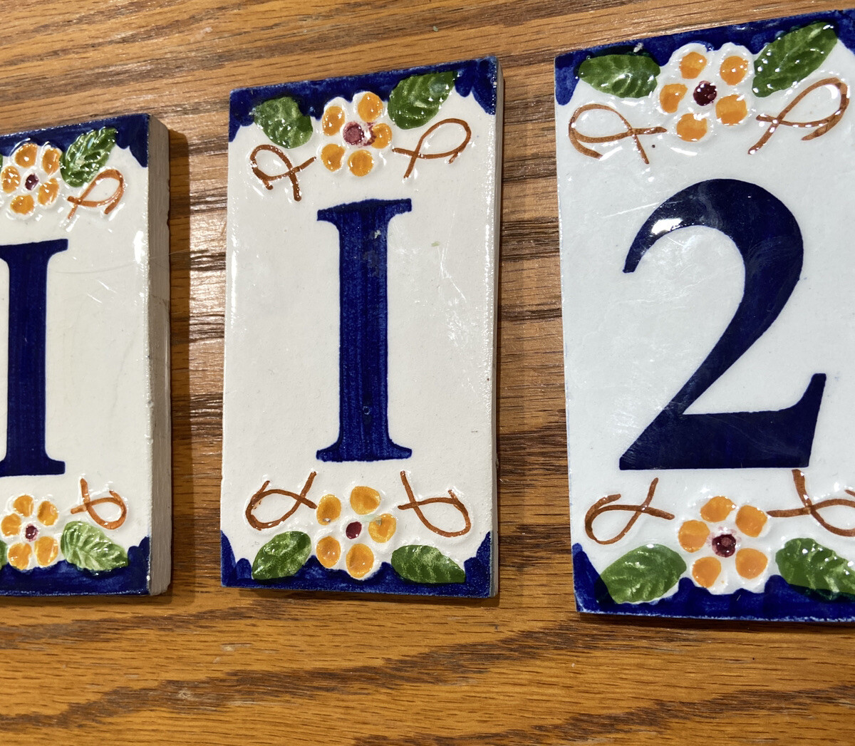 Vtg Art Tile Natural Garden Floral Ceramic Address Numbers 1 1 2 5 House Plaque