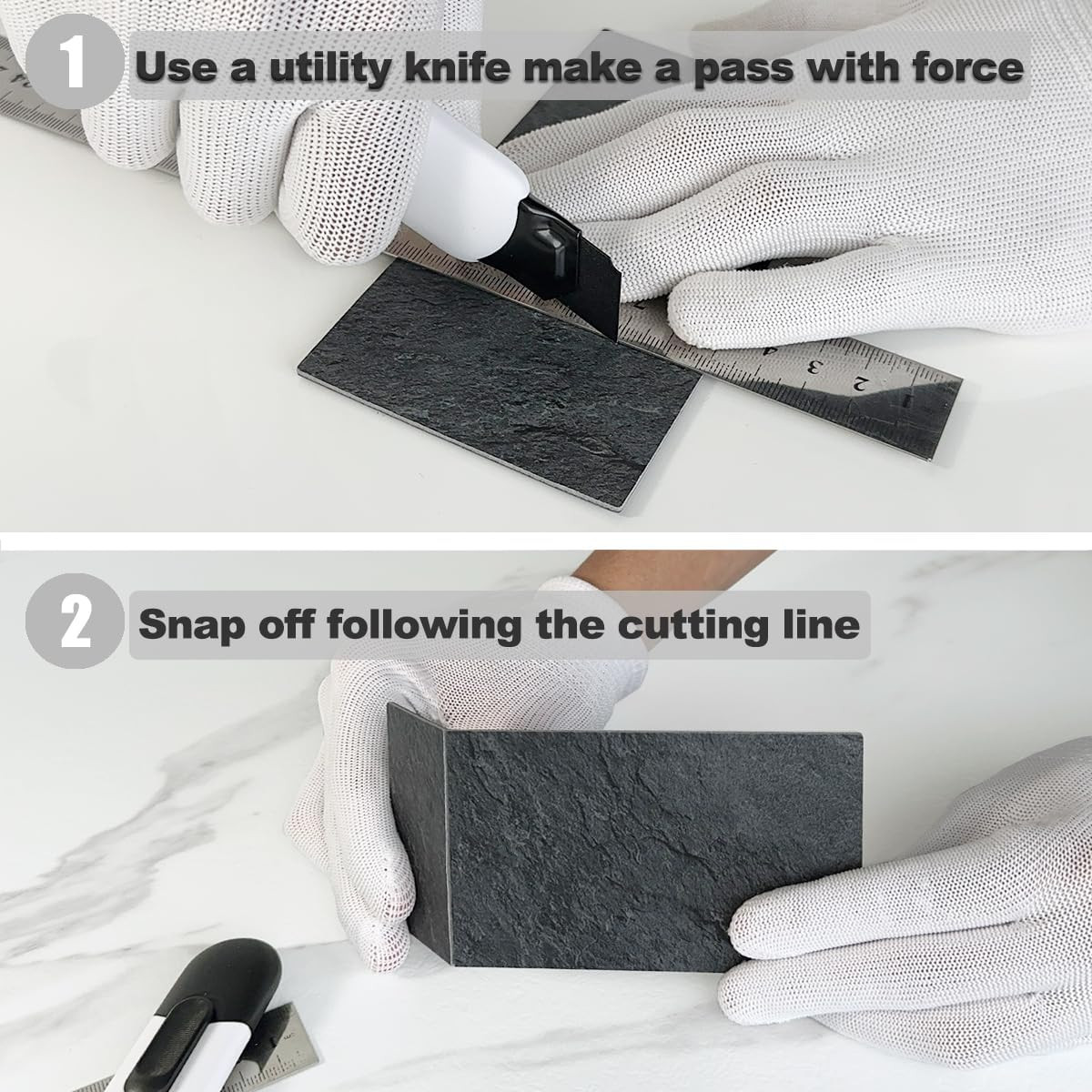 100 Piece Black Slate Peel and Stick Backsplash Wall Tiles, 3″ X 6″ PVC Faux …