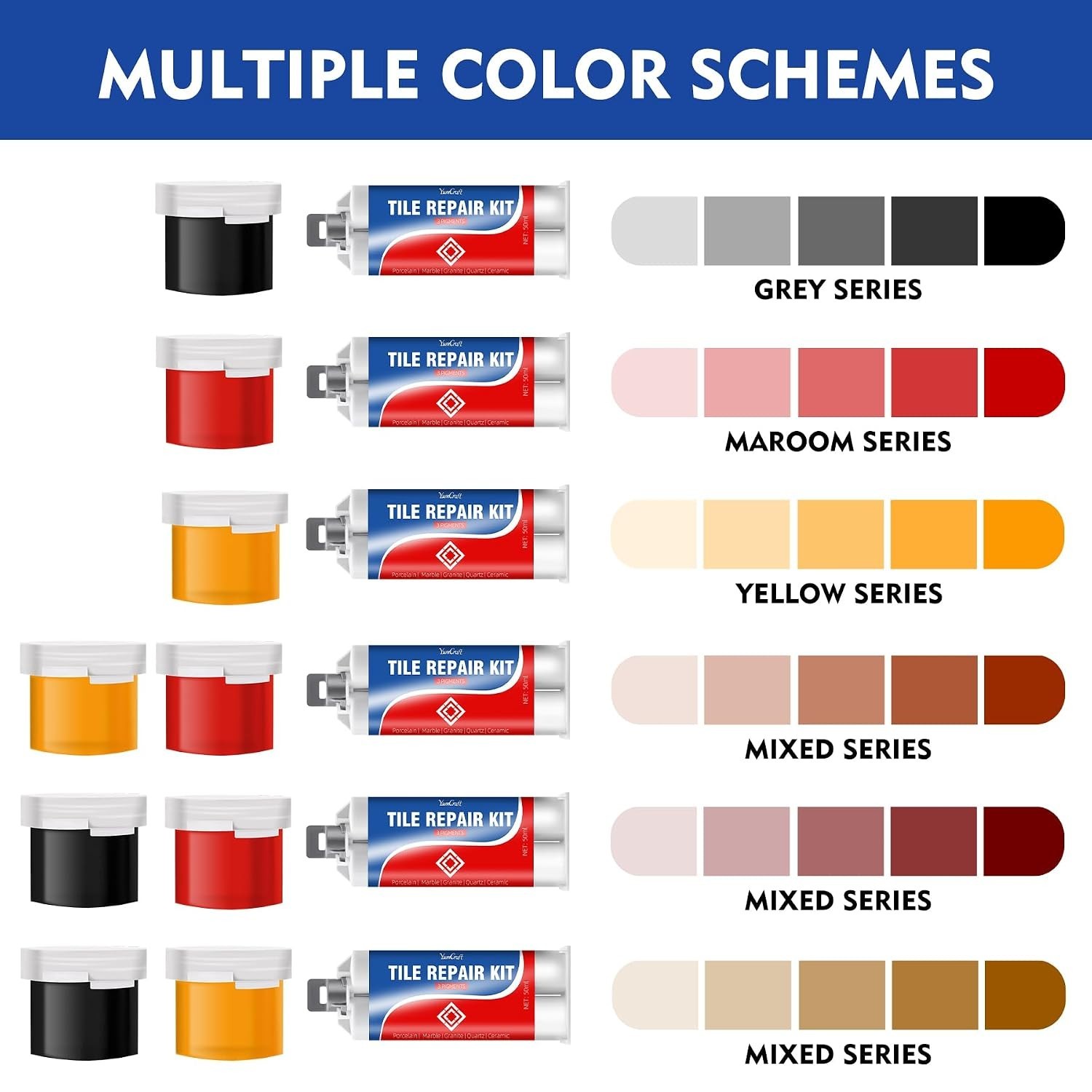 Fast-Drying Color Match Tile Repair Paste for Acrylic, Granite & More – 3.4 oz