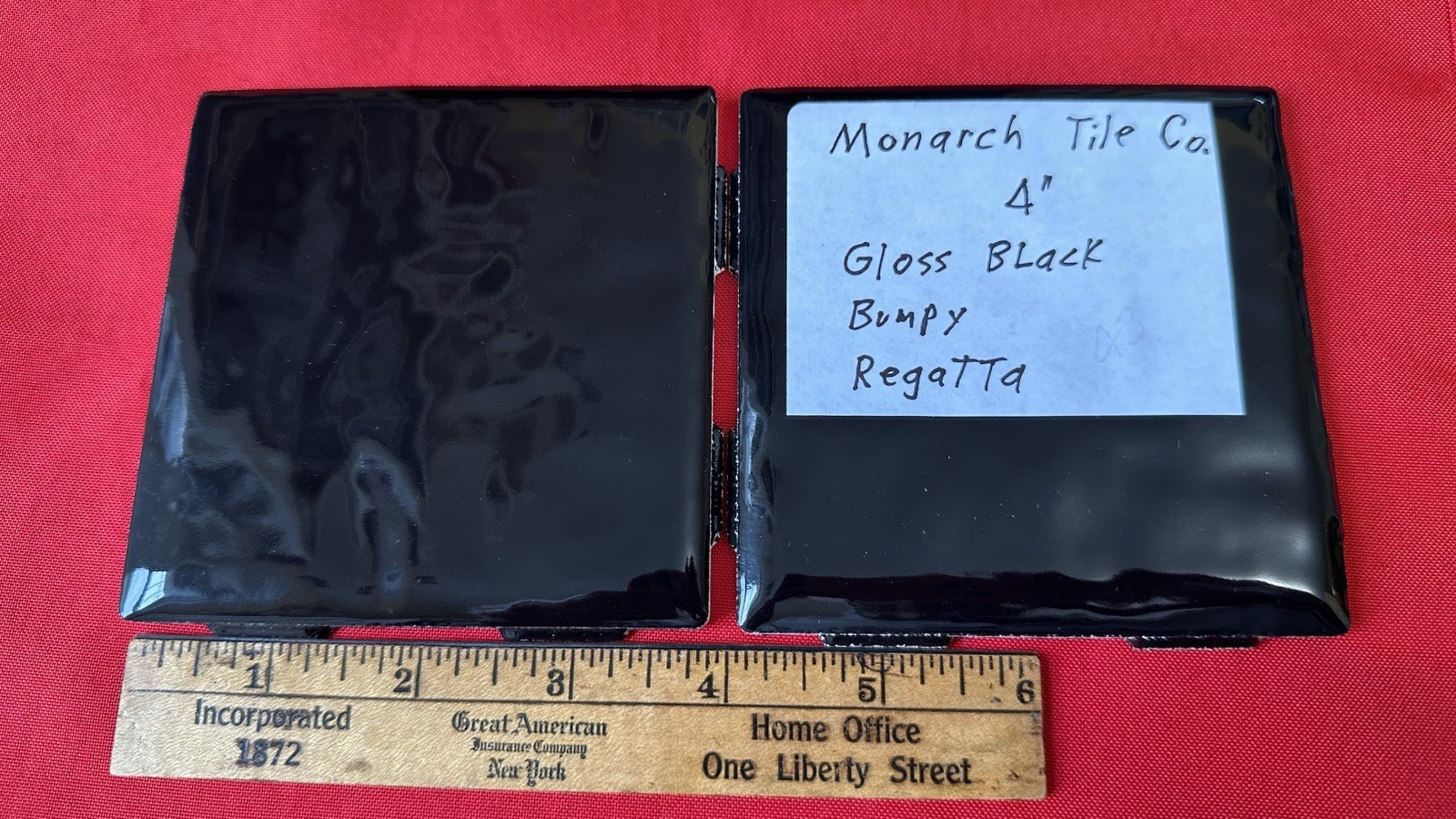 4 Pieces: Dark Rich Gloss Black: 4″ Very Bumpy Ceramic Tile by Monarch Co. NEW