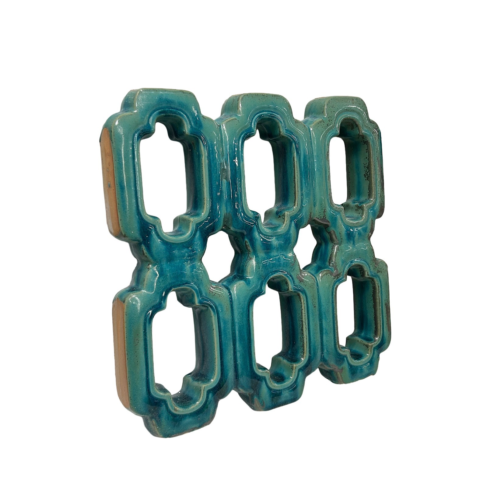 Chinese Rectangular Open Turquoise Mix Glaze Wall Floor Clay Tile GB224