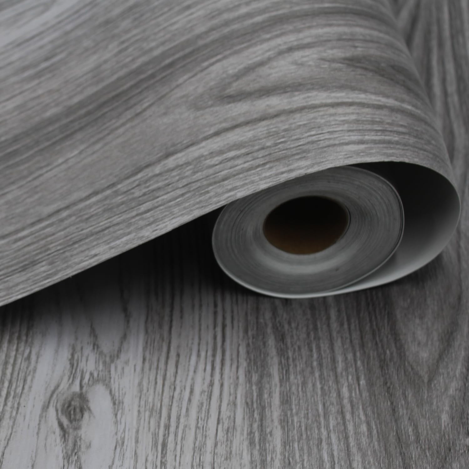 Peel and Stick Floor Tile – 11.8″ X 118″ Grey Vinyl Flooring Roll, Wood Grain Te