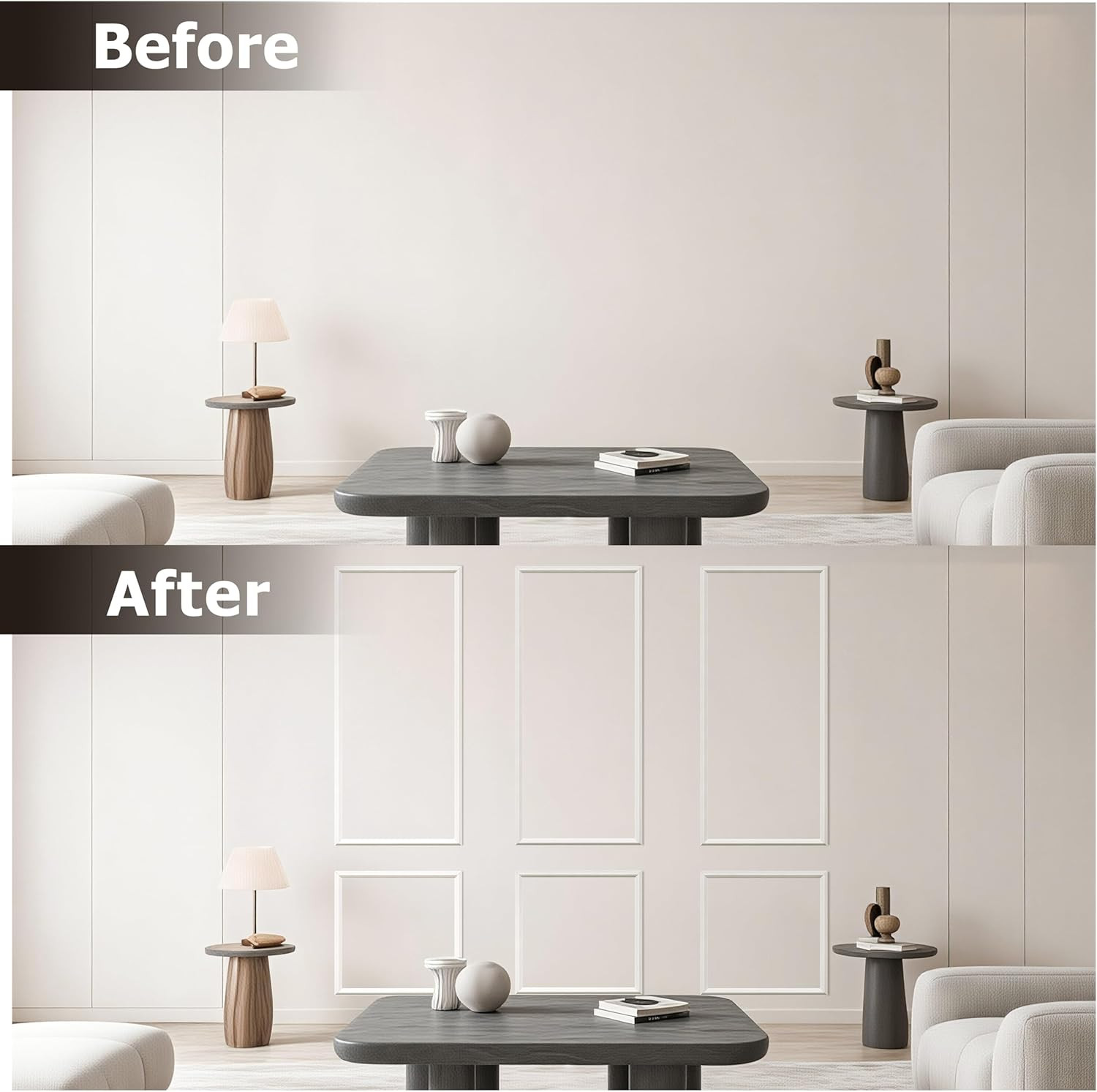 Pre-Cut Peel and Stick Wall Molding Kit Wainscoting Trim- Self Adhesive Premade