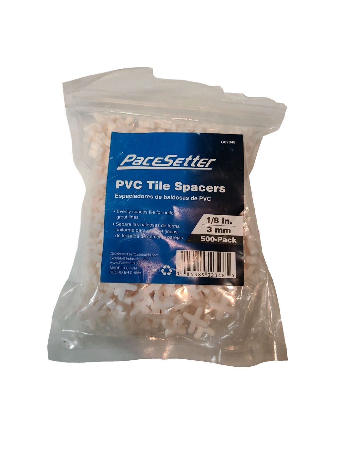 (1 Pack) PaceSetter 500 Piece PVC Tile Spacers 1/8 in 3mm
