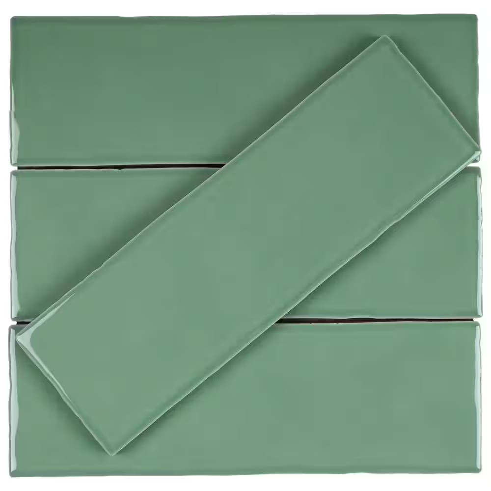 Borgo Subway Jade Green 2.6 In. X 7.9 In. Polished Porcelain Floor and Wall Tile