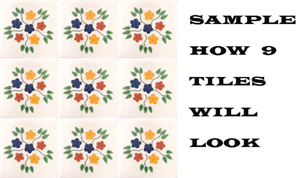 9 MEXICAN TILES WALL OR FLOOR USE TALAVERA MEXICO CERAMIC HANDMADE POTTERY C#005