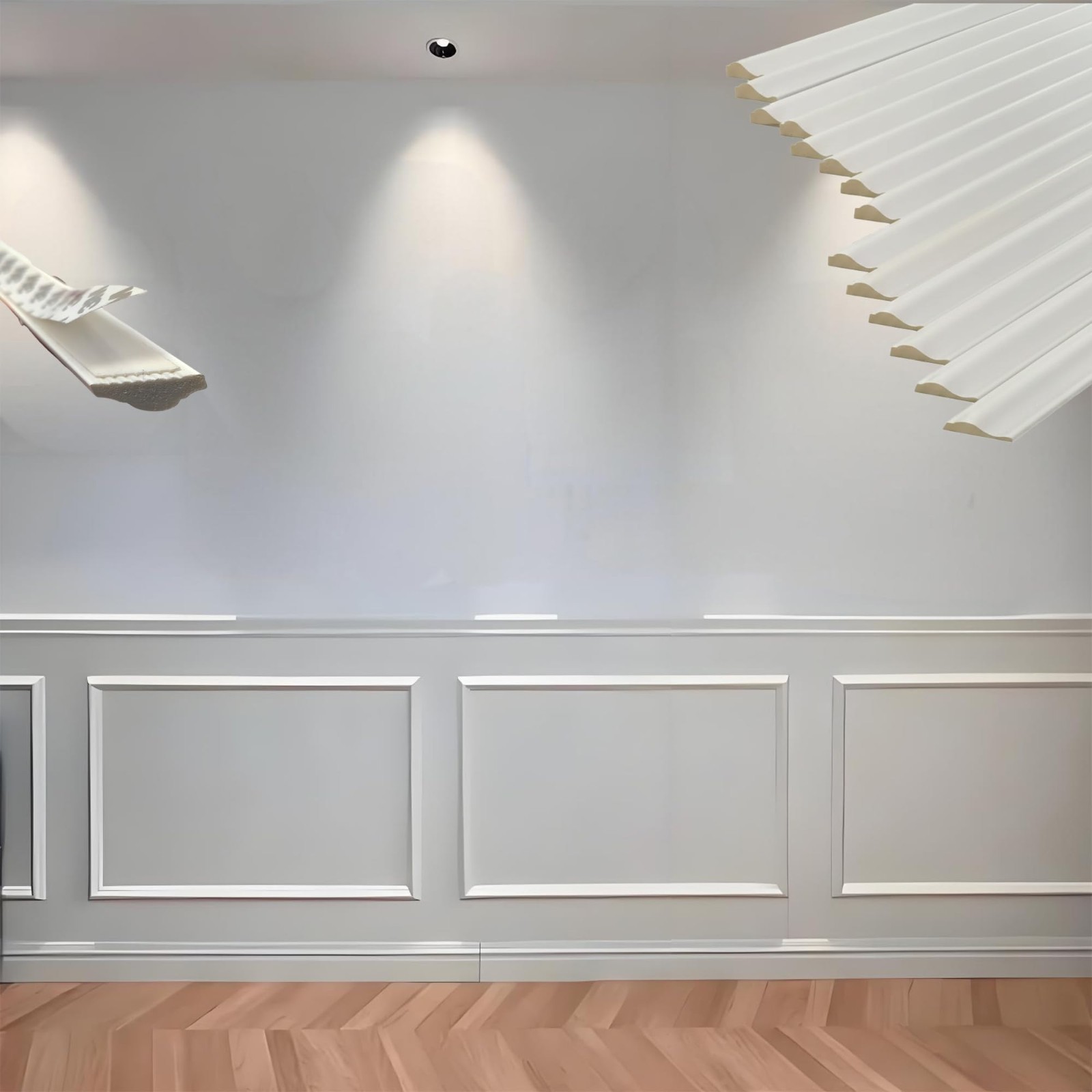 4 Set Peel & Stick Wall Molding Kit – Pre-Cut Mitered Trim for DIY Wainscoting,