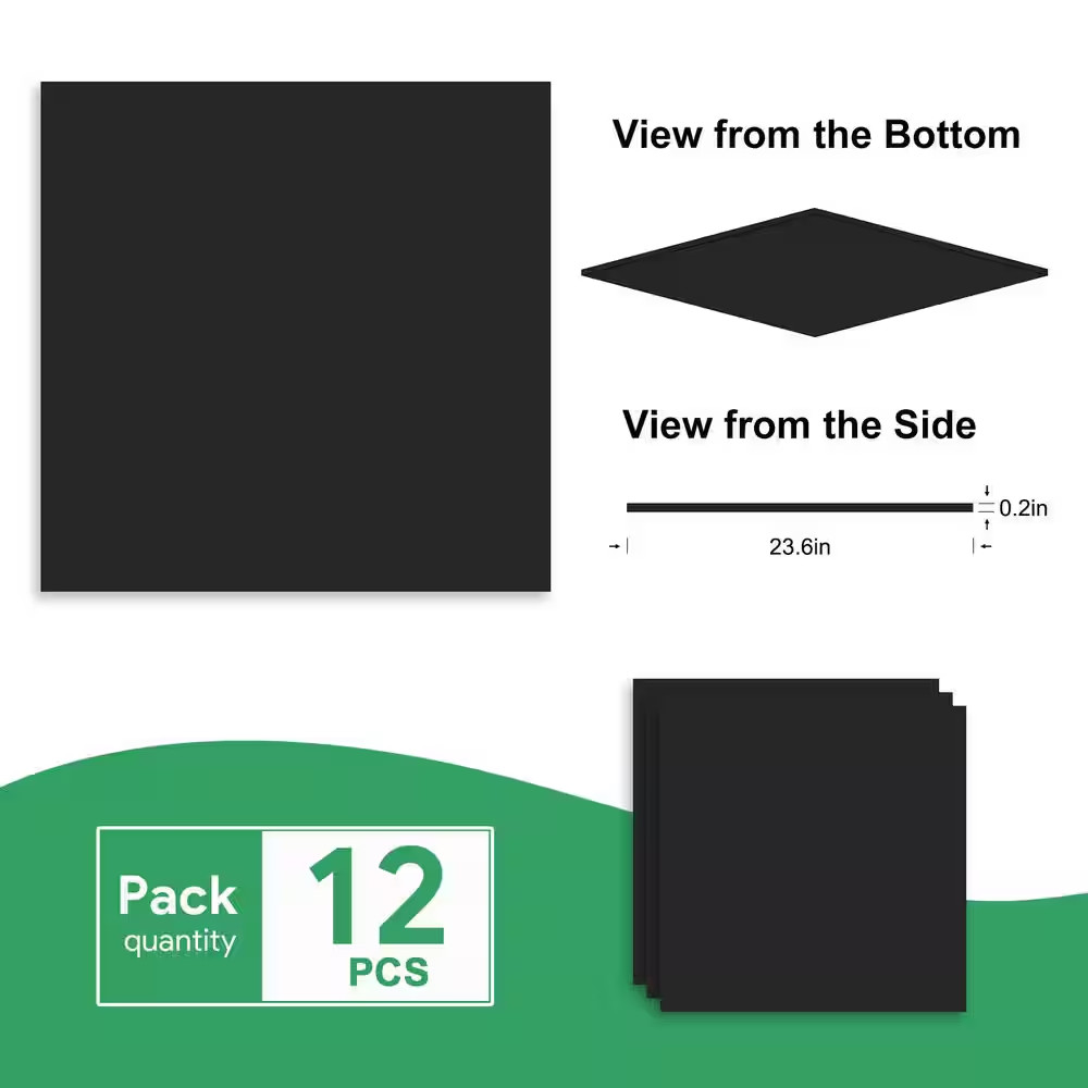 Black 2 X 2 Ft. Decorative Smooth Waterproof and Fire-Rated Ceiling Tile 48 Sq.