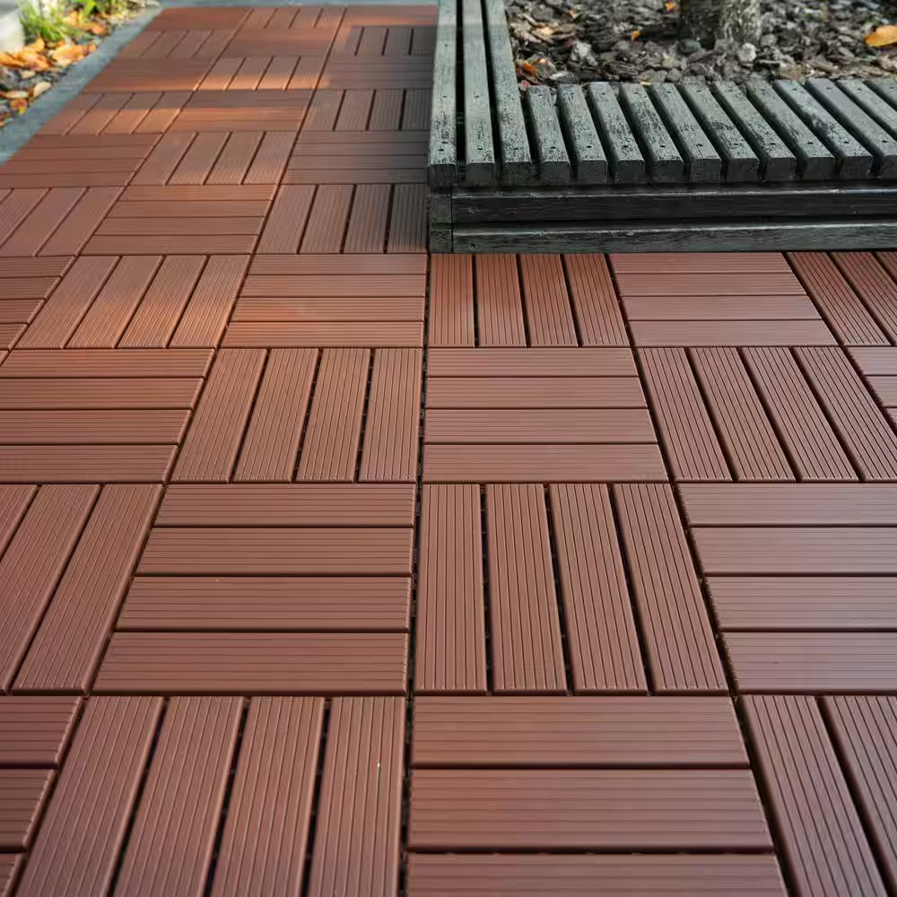 11.8 In. X 11.8 In. Patio Outdoor Flooring Waterproof Plastic Interlocking Deck
