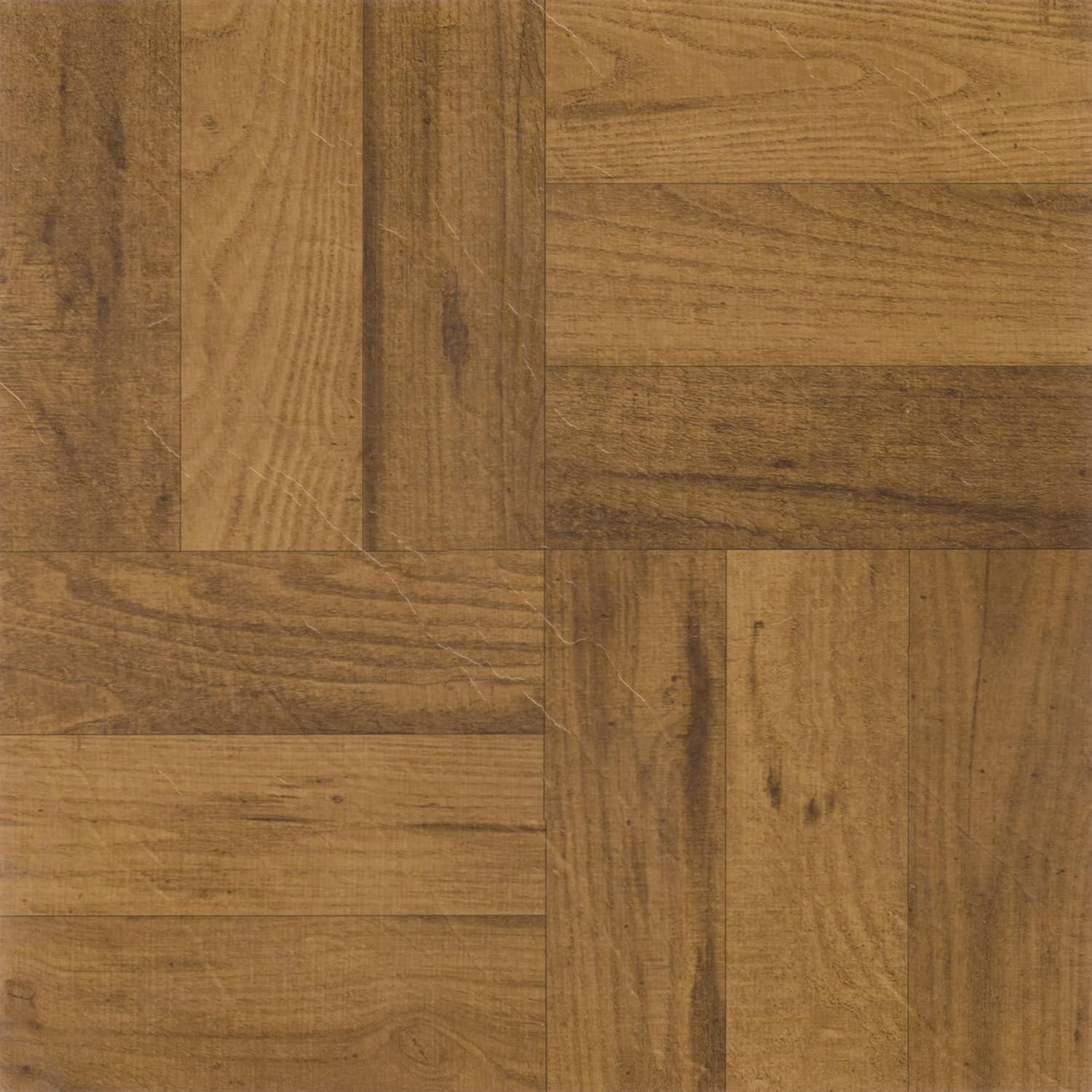 20 Self-Adhesive 12-Inch Vinyl Floor Tiles with Oak Parquet Look – Easy Install