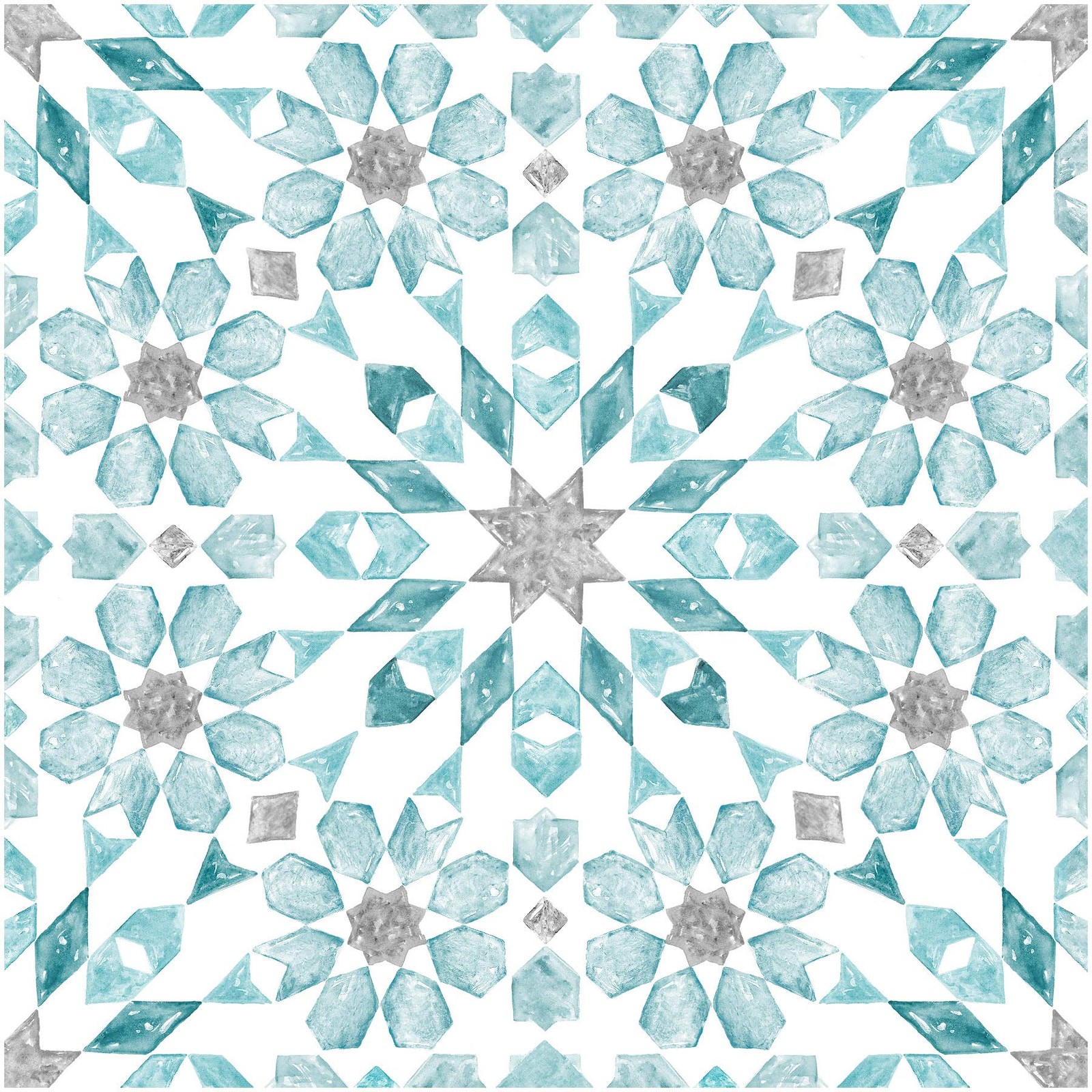 FloorPops Radiance Peel and Stick Floor Tiles Blue Geometric Vinyl Floor Tiles