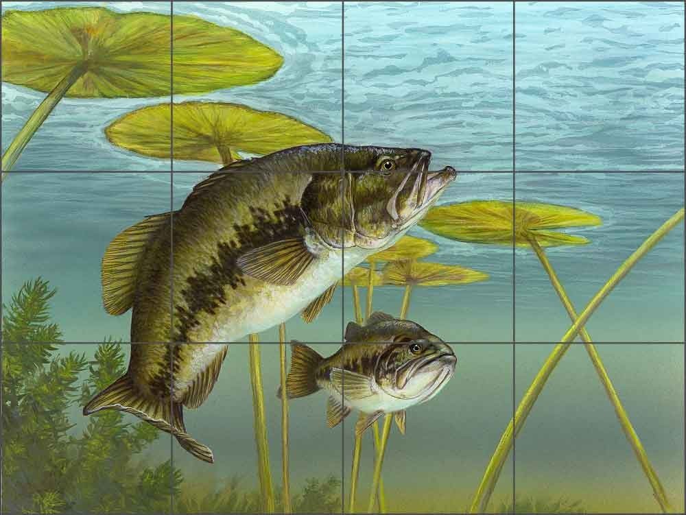 Largemouth Bass Tile Backsplash Tim Knepp Fish Art Ceramic Mural TKA005