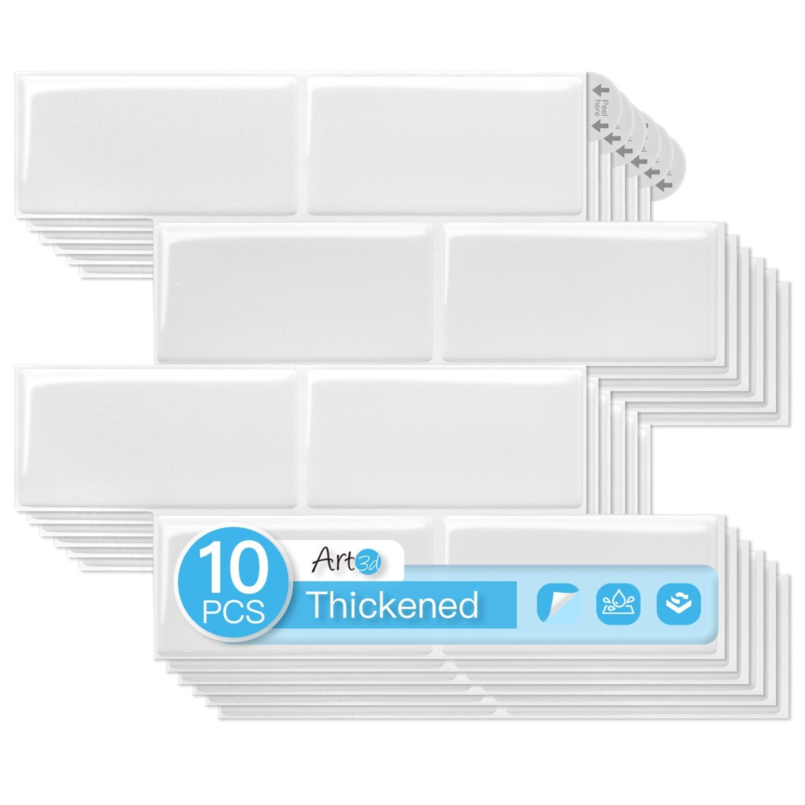 Art3d Peel and Stick Backsplash Subway Tiles, (14”x12” Thicker Version)