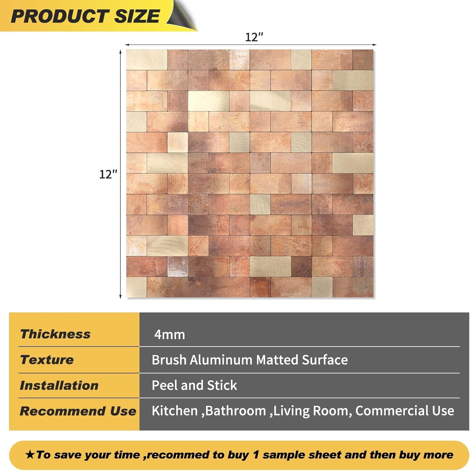 Peel and Stick Backsplash Tile, Stick on Stainless Steel Backsplash Metal Til…
