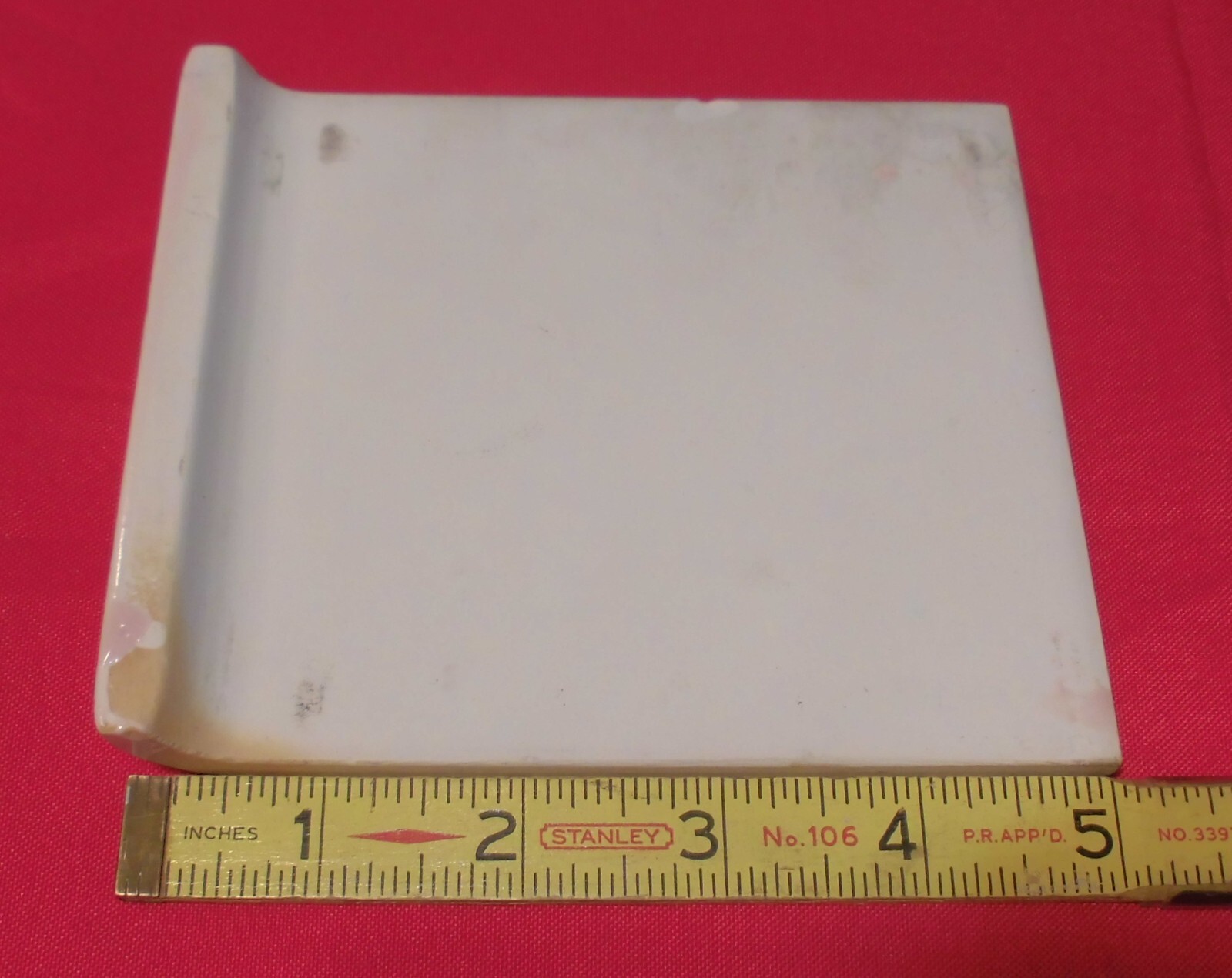1 pc. Venetian Pink: Glossy Ceramic Radius Bullnose Tile 4-5/16″ X 5″ Robertson