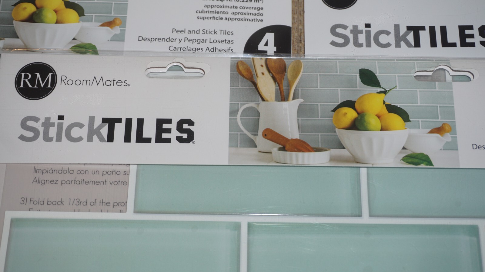 x3 RoomMates StickTiles Teal Subway – Peel & Stick Tile Backsplash TIL4964FLT