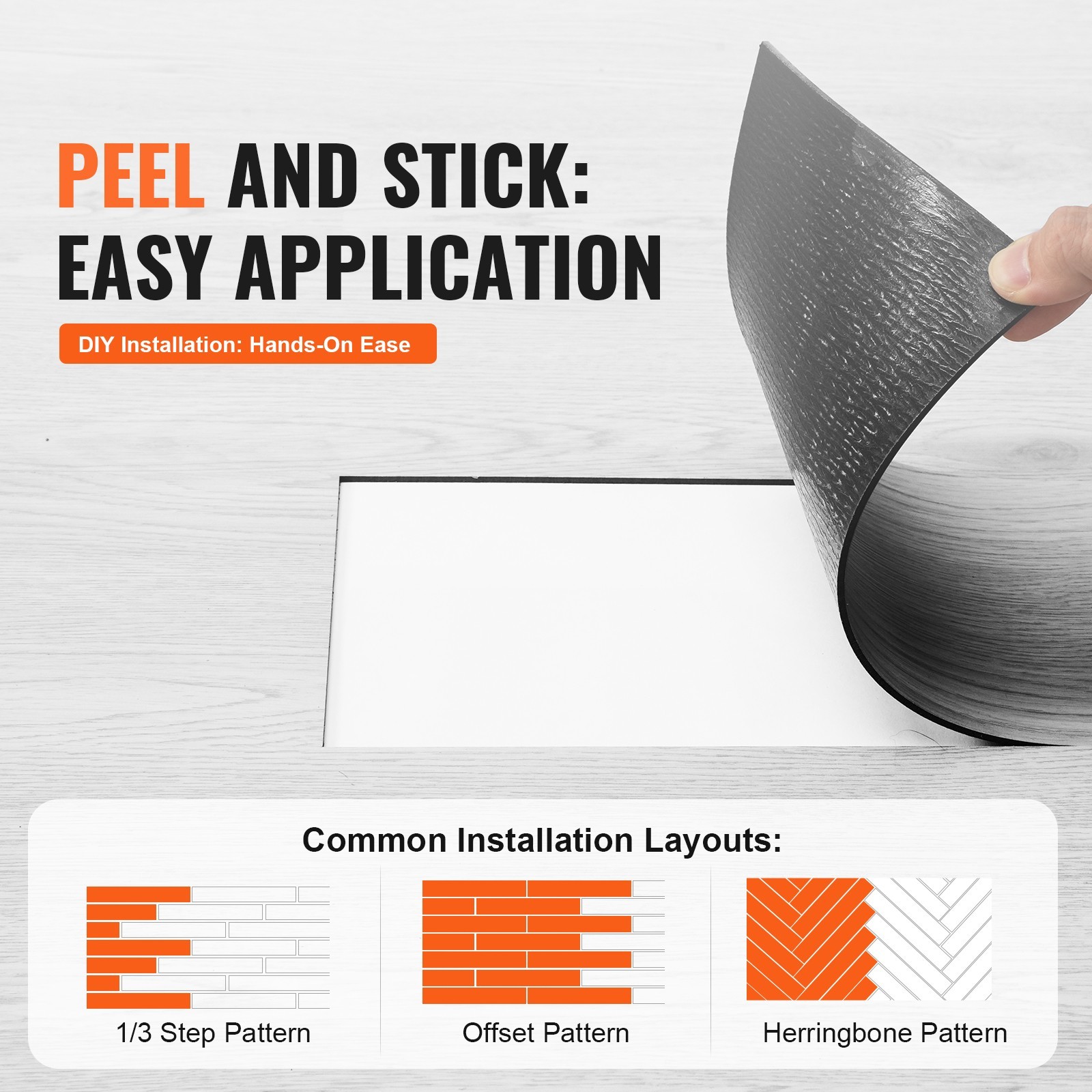 36×6 Inch Self Adhesive Vinyl Floor Tiles 2.5mm Light Gray Wood Grain Peel Stick