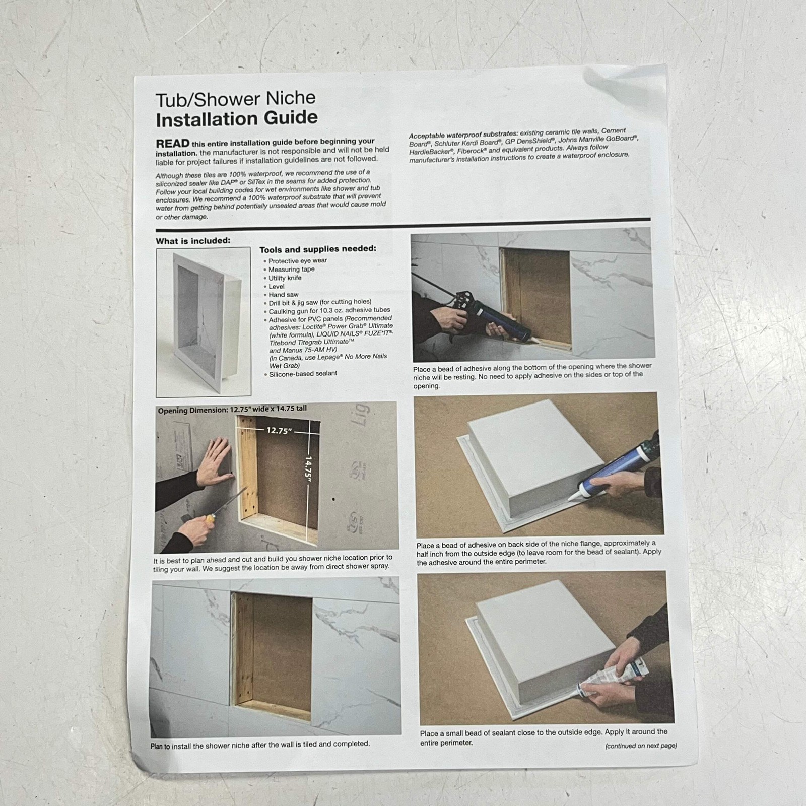 PALISADE Shower Niche Cracked Slate Horizonal/Vertical 12″x14″x3.5″ Grey 53|618