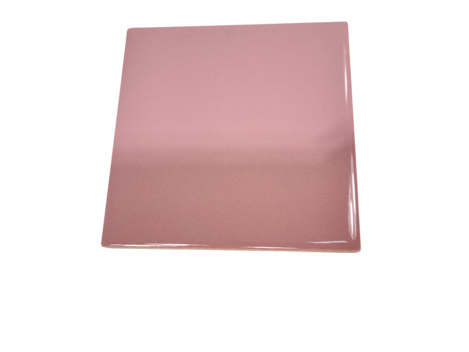Carnation Pink Ceramic Tile 4.25 in Subway Square Mid Century Modern