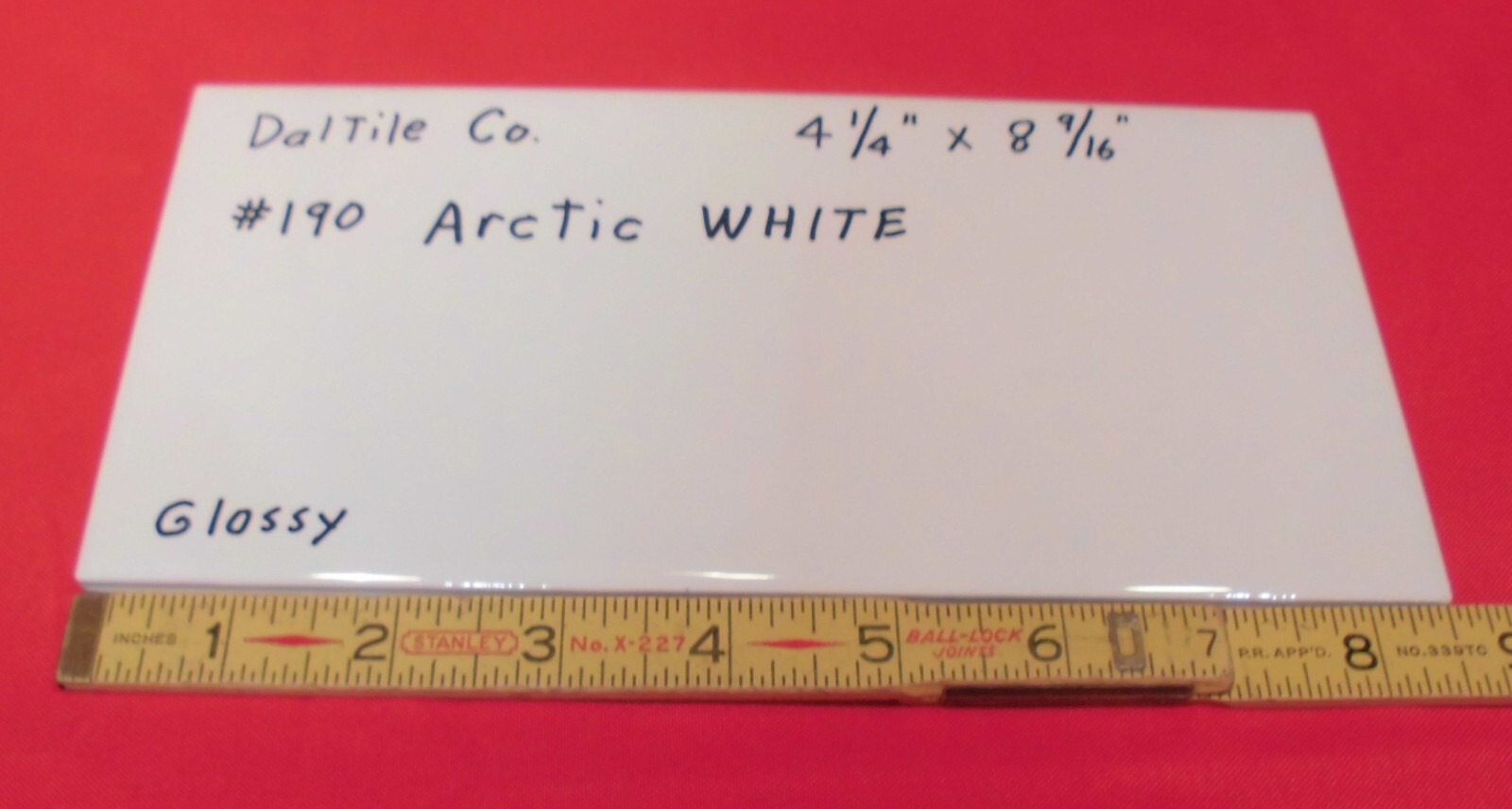 1 pc. Arctic White: 4-1/4″ X 8-9/16″ Glossy Ceramic Tiles by Daltile #190, NEW