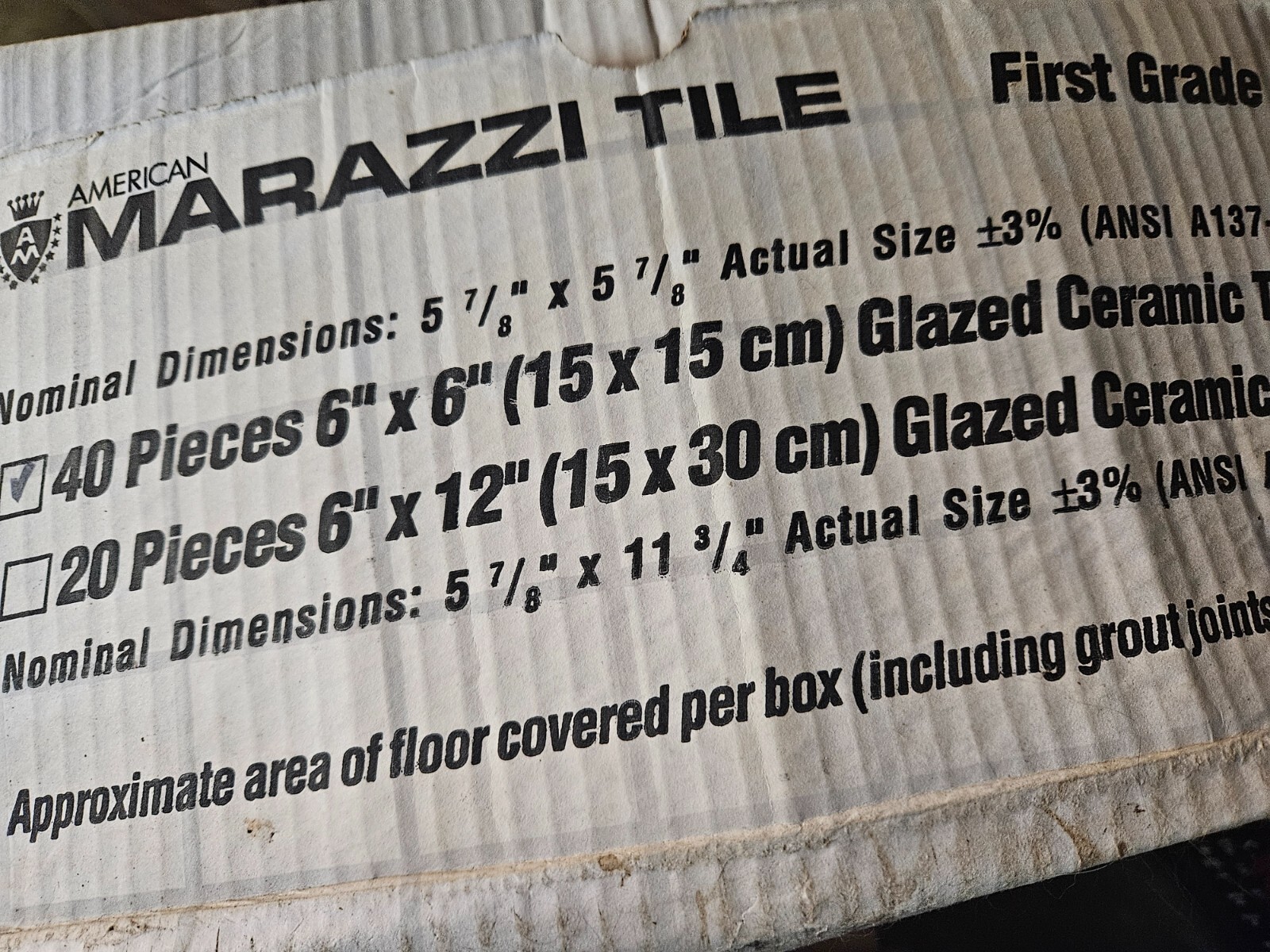 AMERICAN MARAZZI TILE FIRST GRADE TILES 6×6″ Inches (15×15 cm) Glazed CERAMIC