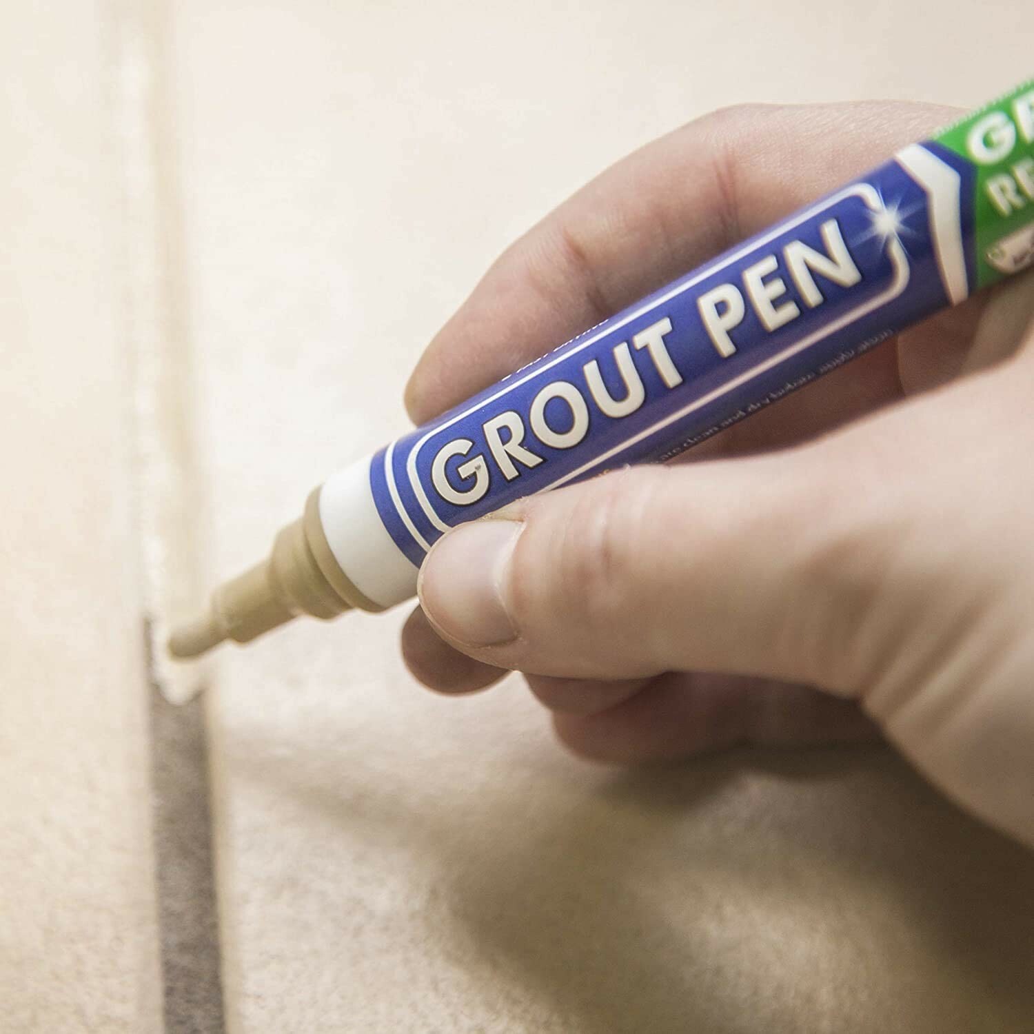 Grout Pen Beige Tile Paint Marker: Waterproof Tile Grout Colorant w/ Extra Tips