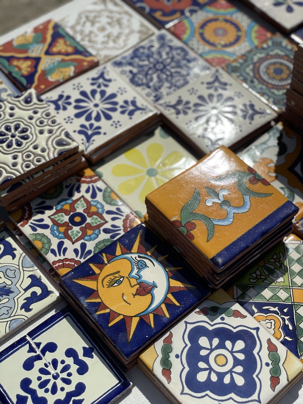 25 Assorted Mexican Ceramic 4×4 inch Hand Made Tiles
