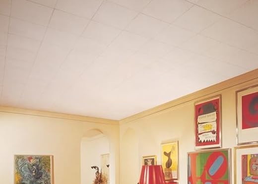Ceiling Tiles 32 Pack 12×12 Smooth White Gypsum Staple Up Tongue and Groove