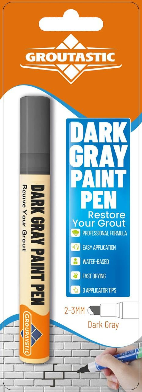 Grout Pen – Dark Grey – Tile Grout Paint & Repair Pen for Bathroom & Kitchen, Wa