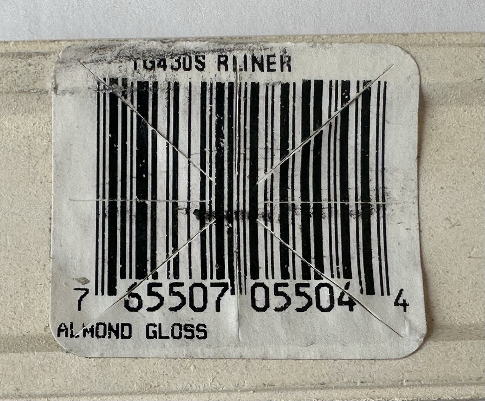 1 pc. Gloss Almond Ceramic Tile: Pencil – Liner – Sizzle: 6″ X 1-1/4″ Rope