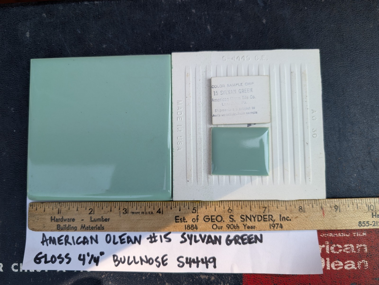 2 pieces 4-1/4″ Ceramic Tile BULLNOSE #15 Sylvan Green New American Olean Tile