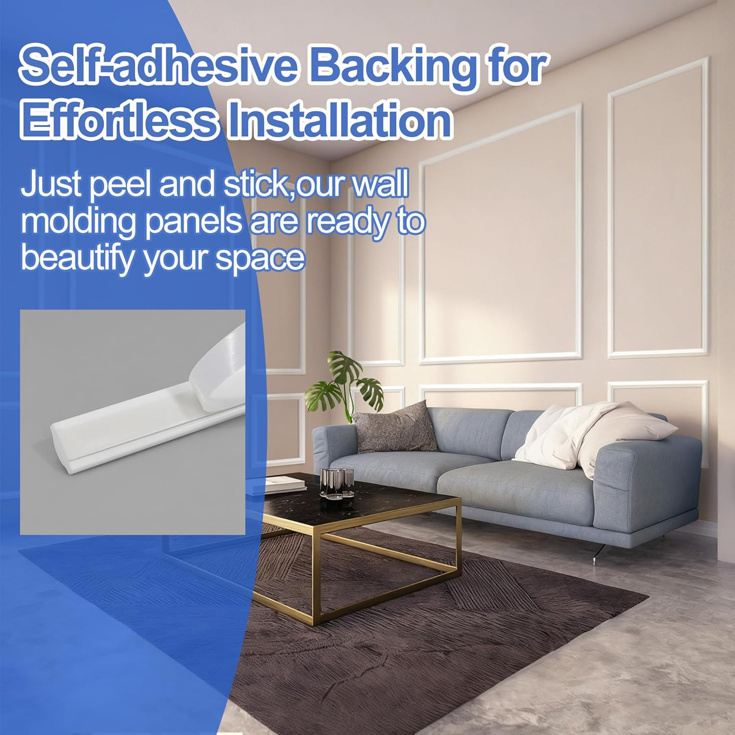Peel and Stick 3D Wall Molding Kit – 34 Pre-Cut Panels for Easy Decor