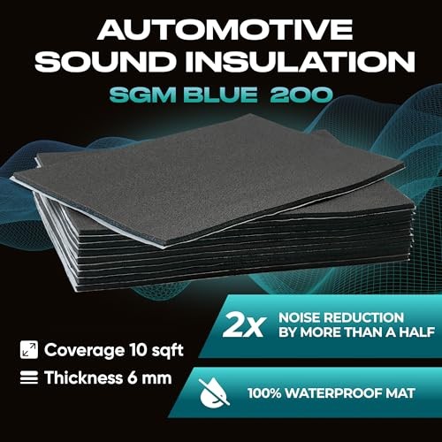 Blue 2in1 200 mil (6mm) 10 sqft Car Sound Deadening & Heat 200 mil 10 sqft