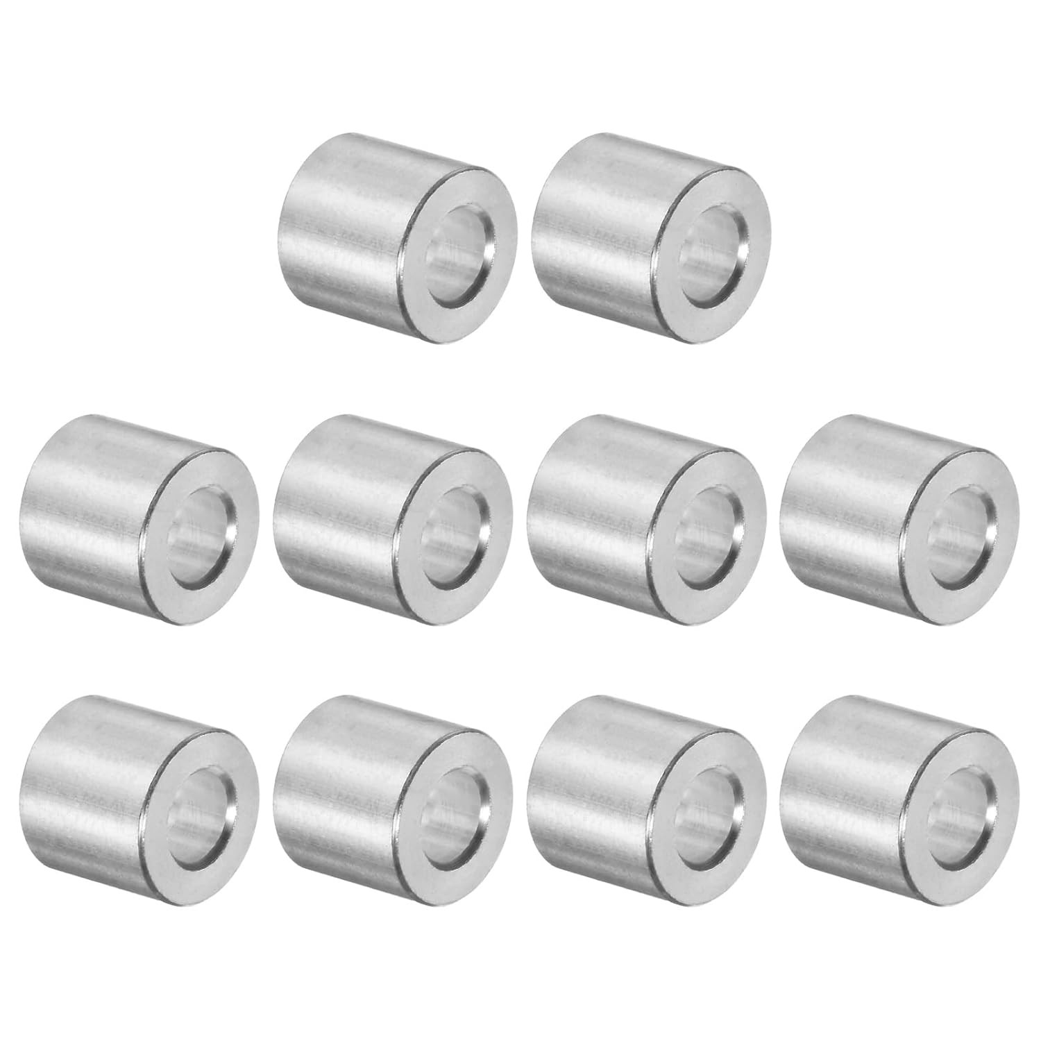 10Pcs Aluminum Spacer 5Mm Bore 10Mm OD, 10Mm Length Screw Standoff Bushing Plain