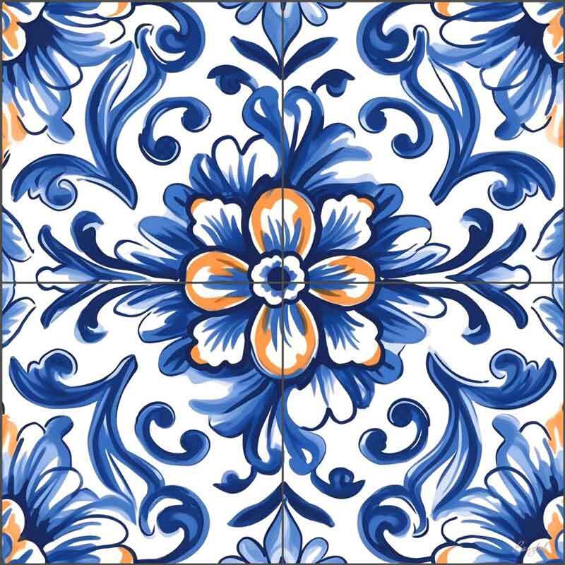 Pattern Tile Backsplash Roozbeh Bahramali Art Ceramic Mural OB-ROZ392
