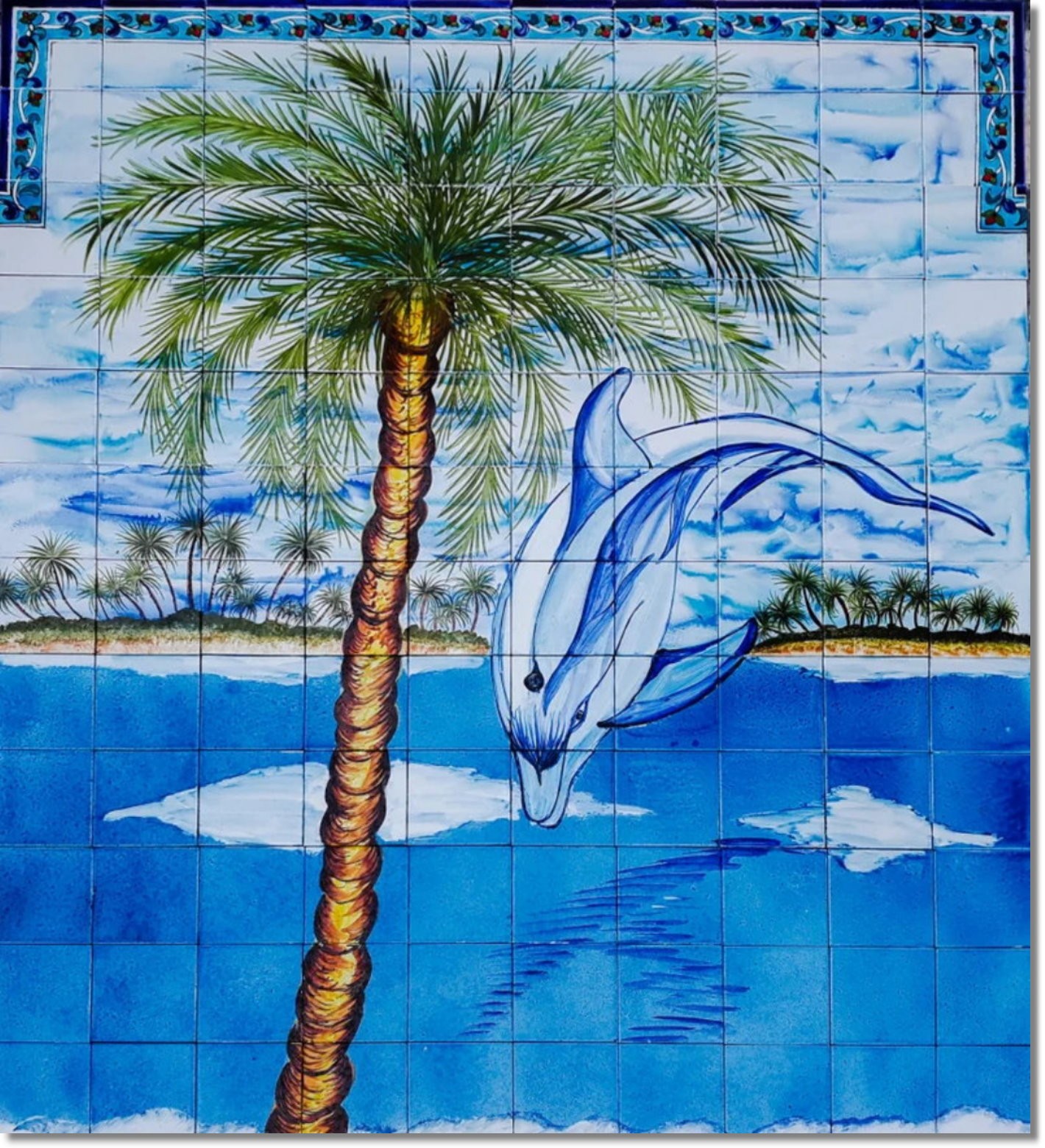 Custom Design, Tile Artwork, Palm Tree Mosaic, Customized Backsplash Wall Tiles