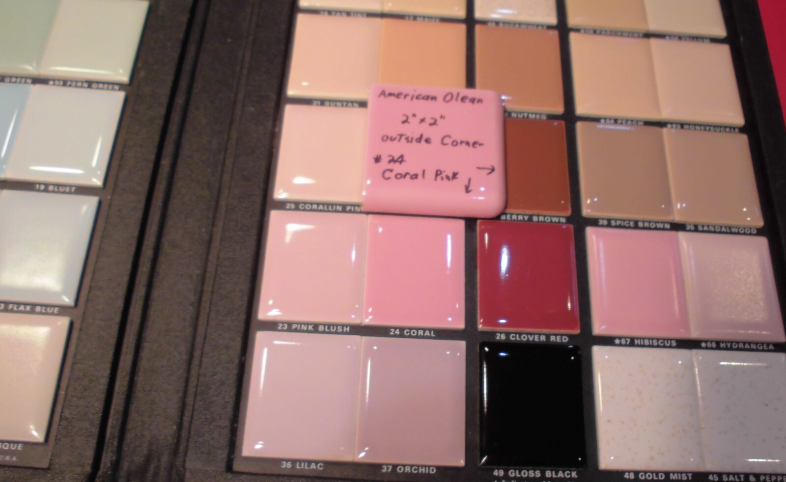 1 pc. Coral Pink: 2″ X 2″ X 5/16″ Glossy Ceramic Surface Bullnose Corner Tile