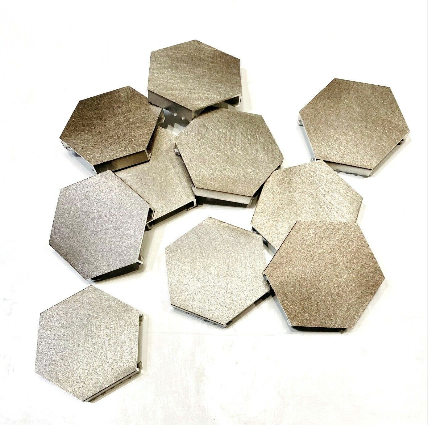 Brushed Aluminum Taupe 2 inch Hexagon Mosaic Arts Crafts Tile (Pack of 10)